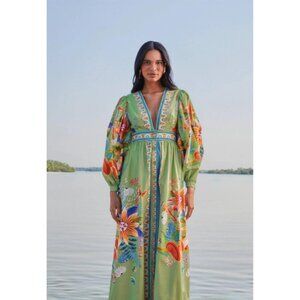 Farm Rio Green Bright Yard Maxi Dress Women's Size XL